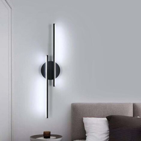 COMELY LED Indoor Wall Light, 24W Black Wall Lamp 6500K Cool White Light, Long Parallel Wall Sconce for Living Room, Hallway, Bedroom, Hotel, Cafe