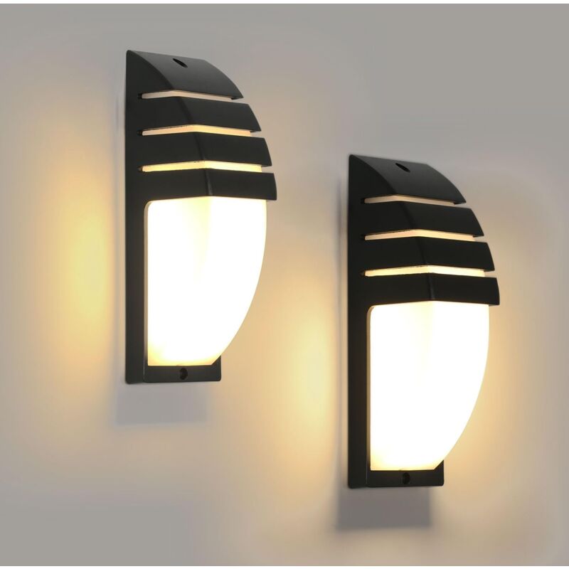 Lot de 2 Appliques Murales Extérieures 12W, Appliques Extérieures/Intérieures led IP65 Étanches,Lumière Blanche Chaude 3000K, pour Cour, Jardin,
