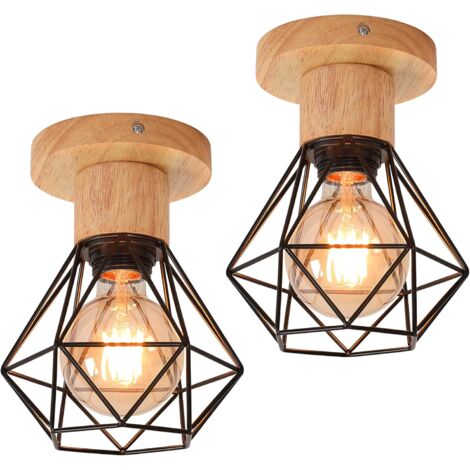 Plafonnier Hofstein 2 Spots Métal Brossé Blanc - Lampe Suspendue Pour Couloir, Cuisine, Salon