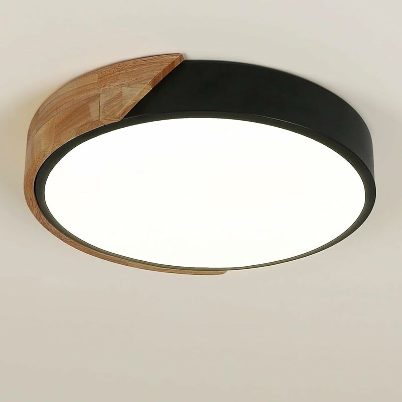 Image of COMELY Luce a soffitto a LED in legno 30 W lampada moderna del soffitto rotondo perfetto per la camera da letto bagno cucina soggiorno ufficio Ø30 cm