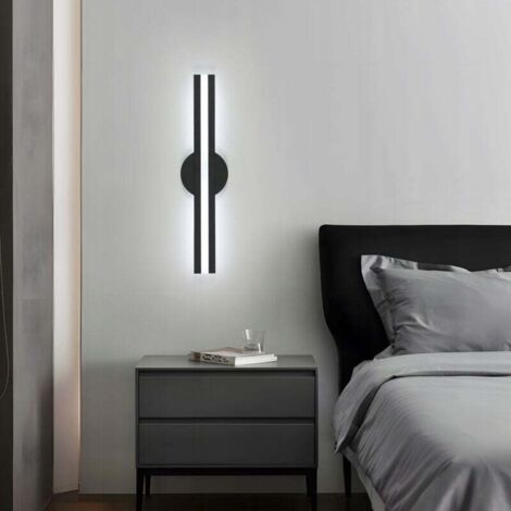 COMELY Luminaire Mural Intérieure LED, 18W Noir Lampe Murale 6500K Lumière Blanche Froide, Long Parallèle Applique Murale pour Salon, Couloir, Chambre, Hôtel, Café