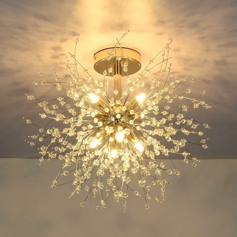 Image of COMELY Lampada da Soffitto Moderna con 8 Luci in Cristallo - Illuminazione Elegante per Soggiorno, Cucina, Camera da Letto