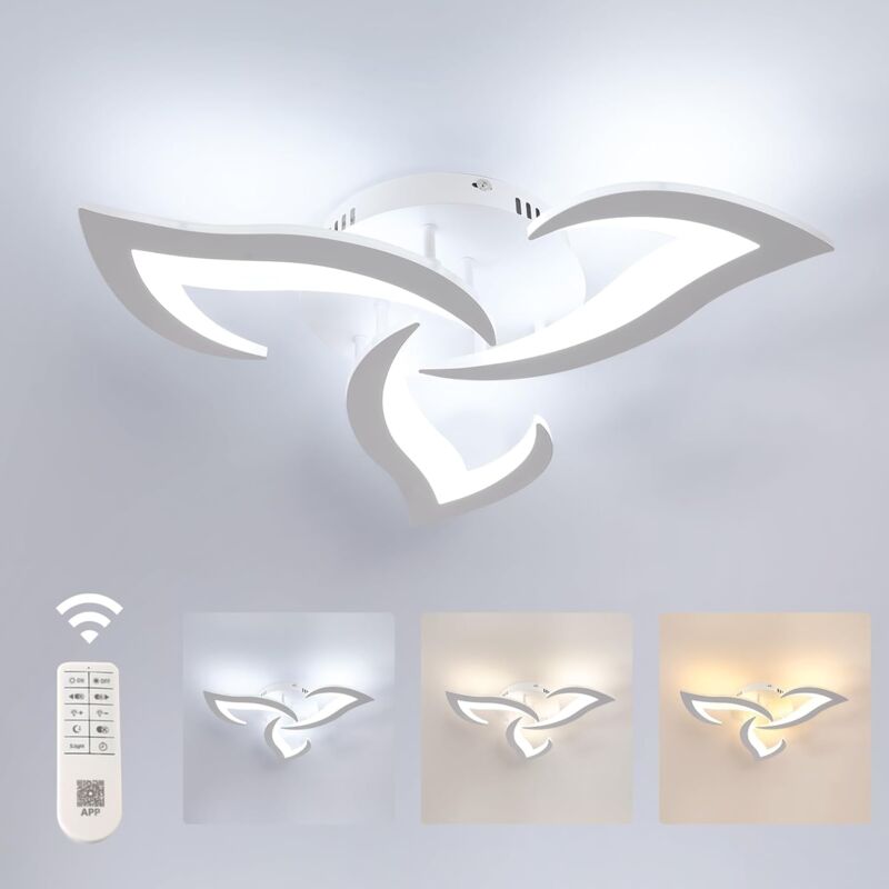COMELY Modern Dimmable LED Ceiling Light 35W 3937LM Acrylic 3000K-6500K Remote Control Ceiling Lamp for Bedroom Living Room Dia 58cm (White)