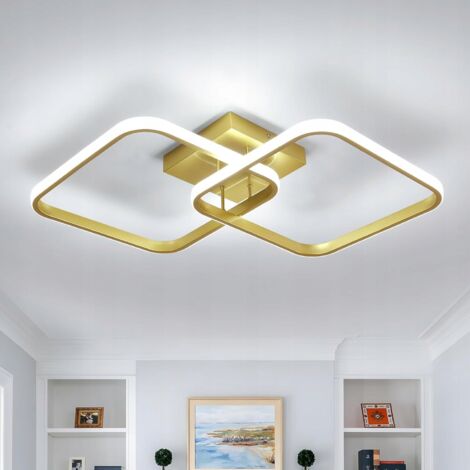 COMELY Modern Living Room LED Ceiling Light, 42W 4725LM Square Aluminum Gold LED Ceiling Light Fixture, Acrylic Bedroom LED Ceiling Lamp for Kitchen, Dining Room, 6500K White Light, 64CM