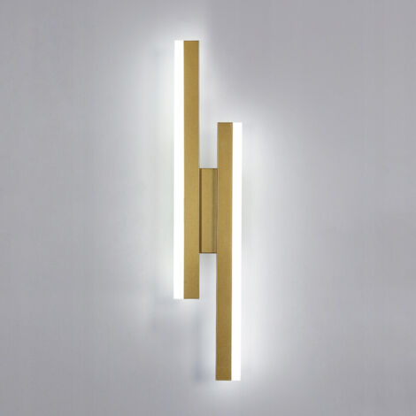 Comely Modern Scandinavian Wall Light 16W 6500K Daylight, Gold Acrylic LED Sconce 40cm, Minimalist Indoor Lighting for Living Room Bedroom Hallway