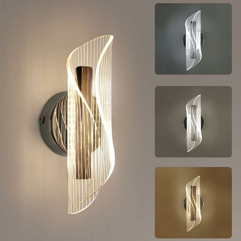 Image of Moderna applique led in alluminio bianco Design a spirale Luce regolabile per camera da letto, soggiorno - Comely