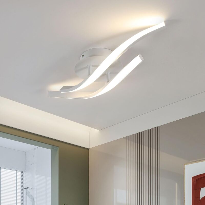 Image of Moderna plafoniera a led, 13W, design curvo, lampadario da incasso in metallo per soggiorno, sala da pranzo, camera da letto, corridoio, balcone