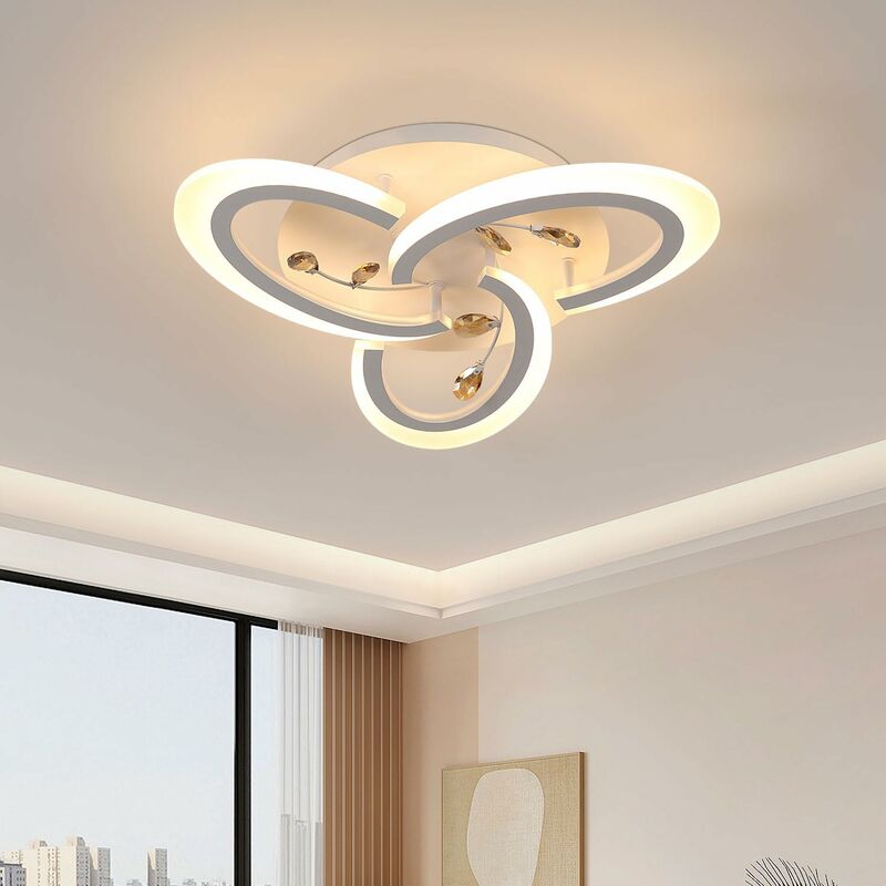 Image of COMELY Moderna plafoniera di cristallo LED Design creativo Petali bianco caldo 3000K Plafoniera LED per camera da letto sala da pranzo cucina