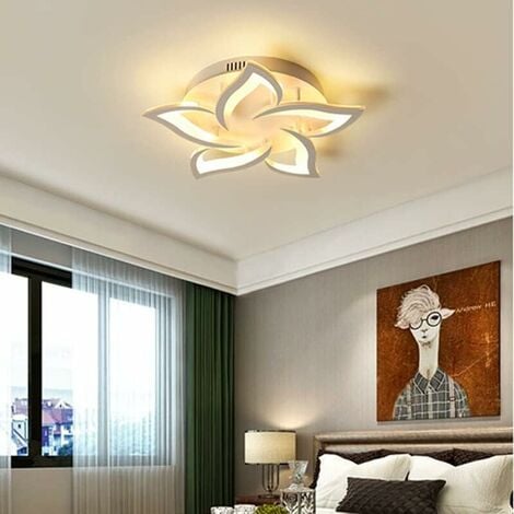 COMELY Moderne dimmbare LED-Deckenleuchte mit Fernbedienung, Deckenleuchte in Blumenform für Wohnzimmer, Schlafzimmer, Küche, Flur, Balkon, Esszimmer, weiß