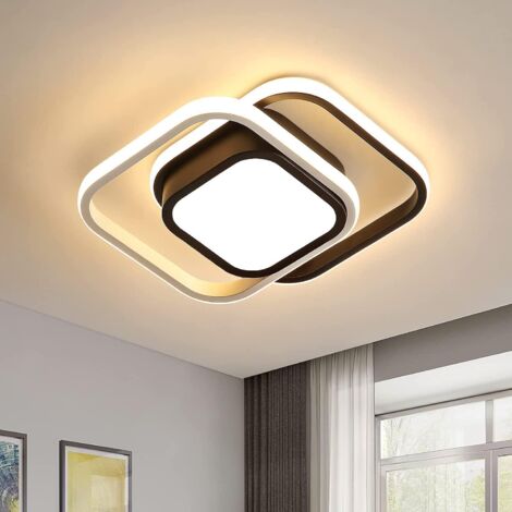 COMELY Moderne LED-Deckenleuchte 32W mit doppeltem Quadrat, für Wohnzimmer, Schlafzimmer, Küche, Flur - Schwarz und Weiß - Warmweißes Licht 3000K - 15 cm Sumpf