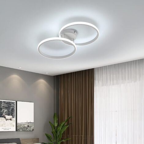 COMELY Moderne LED Deckenleuchte aus Aluminium, Kreisförmiges Design, für Schlafzimmer, Wohnzimmer, Büro - Weiß - 30W - Kaltes Licht 6500K