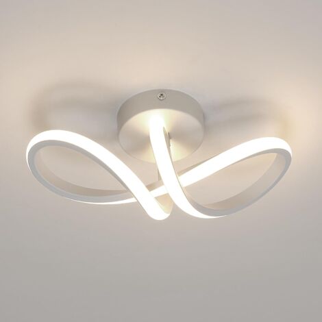 COMELY Moderne LED Deckenleuchte, Gebogene Deckenleuchte, Deckenbeleuchtung für Wohnzimmer, Schlafzimmer, Küche, Esszimmer - 16W - Weiß - Kaltweiß 6500K (L29W10)