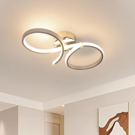 COMELY Plafón LED, 28W 3150LM Luminaria Moderna de Dos Anillos Plateados, Iluminación de Techo para Habitación, Comedor, Salón, Cocina - Luz Cálida 3000K