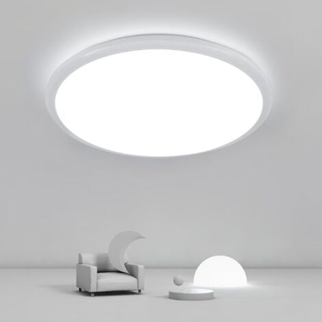 COMELY Plafón LED de 24W,2400LM Impermeable IP40, Luz de Techo LED Moderna Redonda 6000K para Baño, Dormitorio, Cocina, Sala de Estar, Balcón (Blanco)