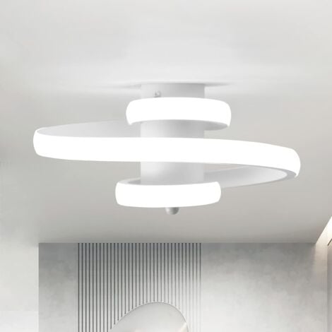 COMELY Plafón LED Espiral Creativo, 22W, Diseño Moderno, Lámpara de Techo para Sala, Habitación, Cocina, Restaurante, Pasillo - Blanco - Luz Blanca 6500K