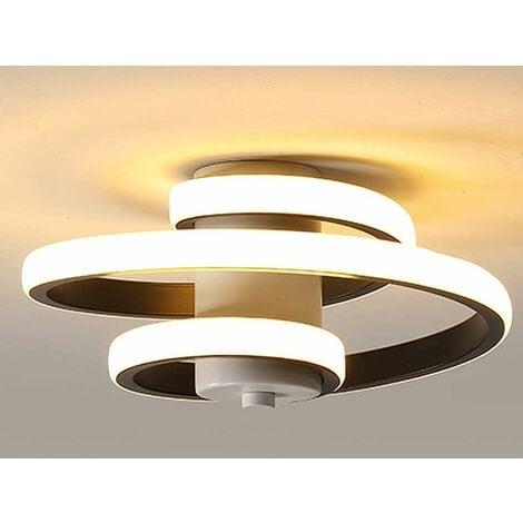 COMELY Plafón LED Espiral Creativo, 22W, Diseño Moderno, Lámpara de Techo para Sala, Habitación, Cocina, Restaurante, Pasillo - Negro - Luz Cálida 3000K