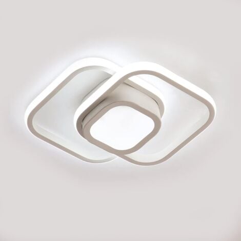 COMELY Plafón LED Moderno de Doble Cuadrado 32W, para Salón, Dormitorio, Cocina, Pasillo - Blanco - Luz Blanca 6500K - Sumidero de 12 cm