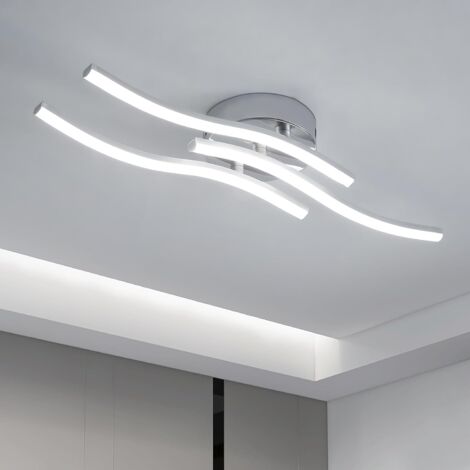 COMELY Plafón LED Plateado, Luminaria Integrada en Forma de Ola, LED 18W 220V IP20, Lámpara Moderna para Sala de Estar o Cocina (Luz Blanca 6500K)