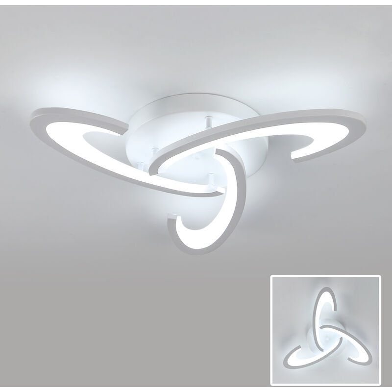 Image of Plafoniera acrilica moderna bianca da 30W con 3 teste di illuminazione Cool White 6500K per camera da letto, soggiorno e cucina - Comely