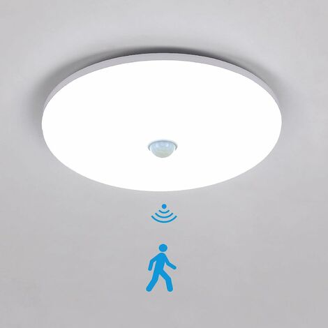 COMELY Plafoniera LED bianca rotonda con rilevamento, diametro 23 cm, potenza 36W, luce bianca 6500K