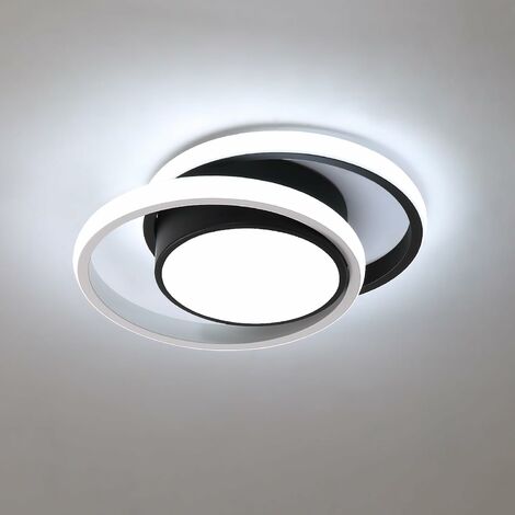 COMELY Plafoniera LED Moderna 32W, Doppio Cerchio in Alluminio, per Corridoio, Ingresso, Ufficio, Camera da Letto, Cucina, Corridoio - Nero - Luce Bianca 6500K