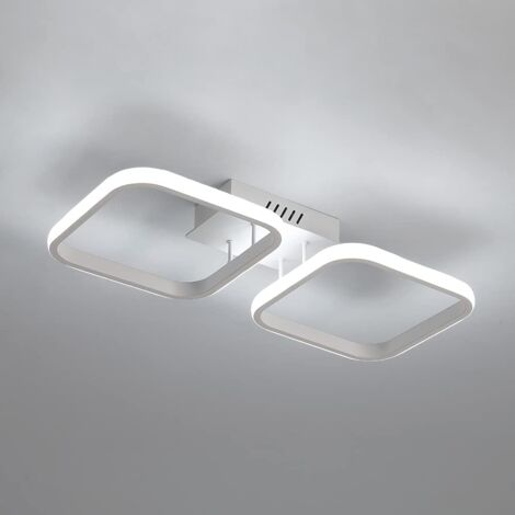 COMELY Plafoniera LED Moderna Bianca 30W, Design Creativo a 2 Quadrati, Luce Bianca 6500K, per Cucina, Camera da Letto, Corridoio (Diametro 50 cm)