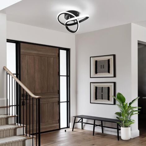 COMELY Plafoniera LED moderna, lampada da soffitto 22W 2500LM, lampadario per camera da letto, soggiorno, corridoio, diametro 25 cm - Nero - Luce bianca 6500K
