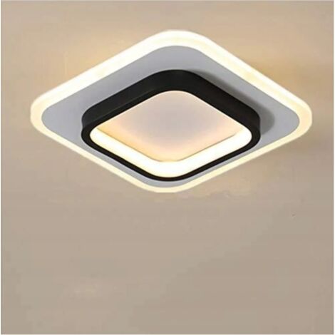 COMELY Plafoniera LED moderna, lampada da soffitto quadrata nera da 21 W e 3000 lm, plafoniera in acrilico per camera da letto, cucina, soggiorno, corridoio, balcone, diametro 24 cm, luce calda 3000 K