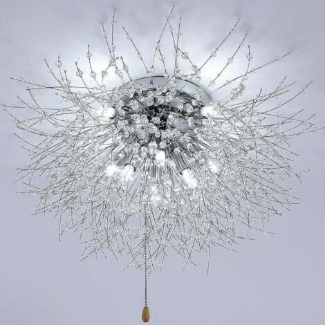 COMELY Plafoniera moderna, plafoniera 8 luci in cristallo per soggiorno, lavabo pirotecnico, dimmerabile tricolore con interruttore a cordone, plafoniera per camera da letto, sala da pranzo, cucina, c