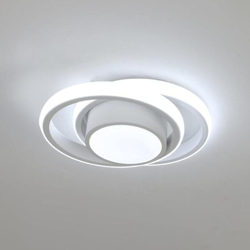 Image of Plafoniera led Moderna 32W, Doppio Cerchio in Alluminio, per Corridoio, Ingresso, Ufficio, Camera da Letto, Cucina, Corridoio - Bianco - Luce Bianca