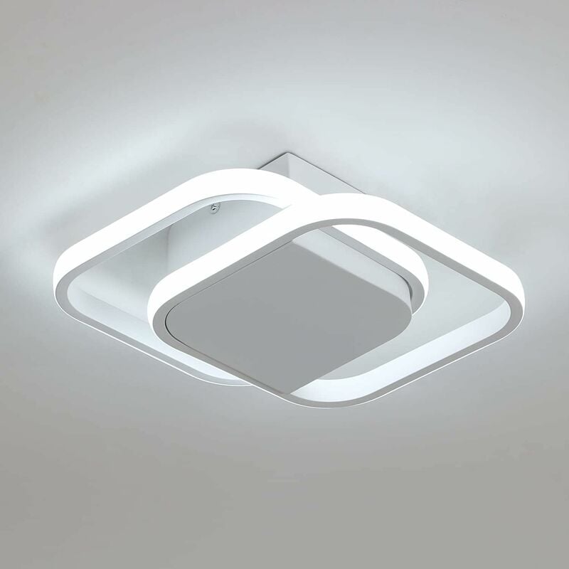 Plafonnier blanc moderne à double carré led de 24W en aluminium (Lumière blanche) - Comely