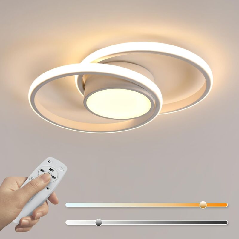Plafonnier led Moderne pour Salon, Luminaire de Plafond pour Cuisine, Lampe de Plafond Ronde pour Chambre et Salon, Diamètre 40cm - 40W - Blanc