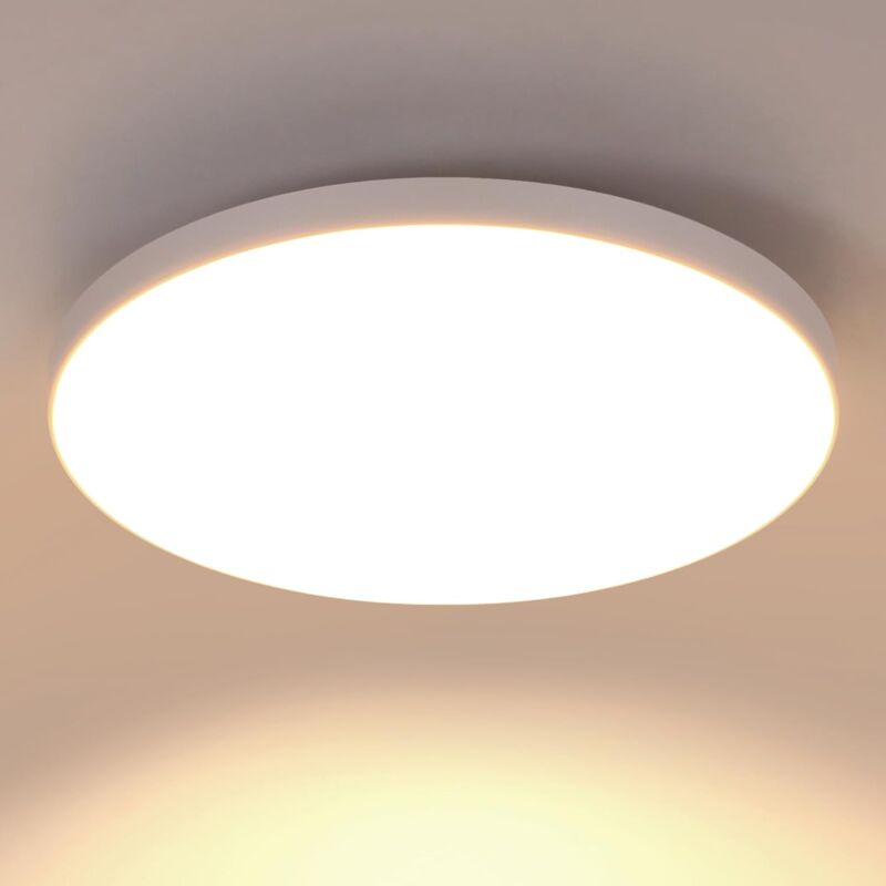 Comely - Plafonnier led 24W, Blanc Luminaire 2700LM pour Salle de Bain, Moderne Lampe de Plafond Rond Étanche IP54, 27CM pour Chambre à Coucher et
