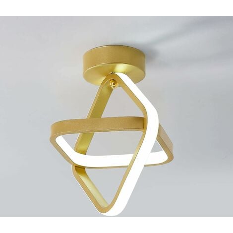 COMELY® Plafonnier LED 24W, Lampe de Plafond Moderne en Métal, Or Carré Luminaire éclairage Plafond pour Décoratif Salon Salle à Manger Chambre, Lumière Blanche Froide 6000K [Classe énergétique E]