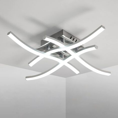 Comely – Plafonnier LED 4 lampes – Design vague croisée – IP20 – Diamètre 36 cm – Lumière blanche 6500K – Puissance 24W – Pour salon, chambre, cuisine