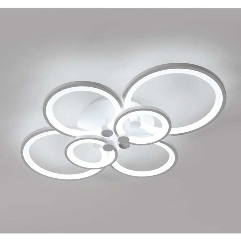COMELY Plafonnier LED, 80W Moderne 6 Anneaux, Plafonnier Salon en Métal, 7200lm 6500K Lumière Blanche, Luminaire Pour Salon, Chambre