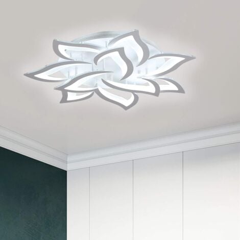 COMELY Plafonnier LED, Luminaire Plafonnier 90W 8100LM, Lustre Salon Moderne, Lampe de Plafond de Pétale pour Salon Chambre Cuisine Salle à Manger, Lumière Blanche Chaude 3000K, Dia 85cm, Blanc