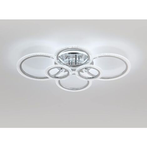 COMELY Plafonnier LED 92W,Lampe de Plafond Modernes avec 6 Anneaux, 9200LM 6500K Plafonnier Blanc Froid pour Salon, Chambre, Cuisine, Couloir, Balcon, Salle à Manger