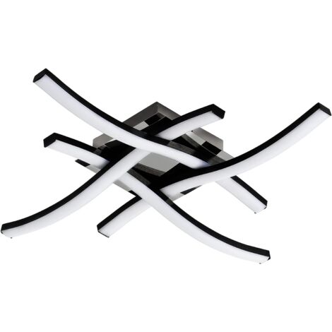 COMELY Plafonnier LED avec Design Créatif à 4 Lampes, Forme de Vague Croisée, IP20, Diamètre 36CM, pour Salon, Chambre, Cuisine - Noir - 24W - Lumière Blanche 6500K
