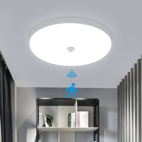 Comely – Plafonnier LED 30W 6600K avec détecteur de mouvement – Luminosité 3300LM – Ø25cm blanc froid pour cuisine, couloir, escalier, chambre (IP40)