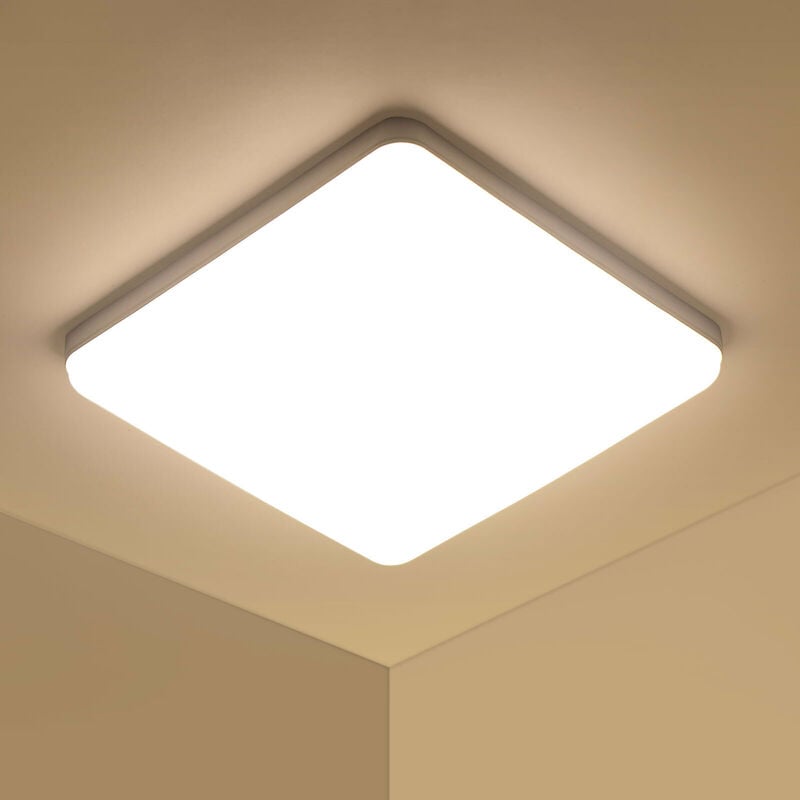 Plafonnier led Blanc Carré Luminaire 36W 3300LM 4000K pour Salle De Bain Chambre à Coucher Cuisine et Couloir - Comely