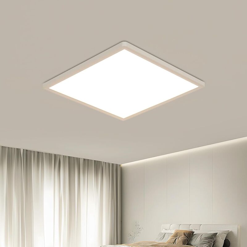 COMELY Plafonnier LED Carré 24W 2700LM IP45 Imperméable - Lumière Moderne 5000K Mince 30x2.5cm, Idéal pour Chambre, Salle de Bain, Cuisine, Bureau,