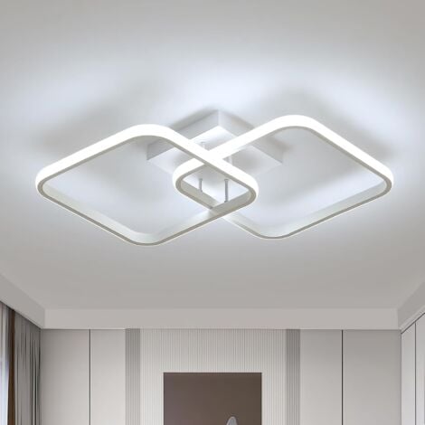 COMELY Plafonnier LED Carré Design, 42W Luminaire Plafonnier Salon Moderne 4700LM, Lampe de Plafond Chambre Blanc Acrylique pour Cuisine Salle à Manger, Lumière Blanche 6500K, 64CM [Classe énergétique