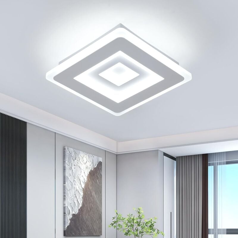 Comely - Plafonnier led Carré Moderne, Luminaire de Plafond 28W 3150LM, Éclairage Blanc en Acrylique pour Salon, Couloir, Salle d'Étude, 20CM