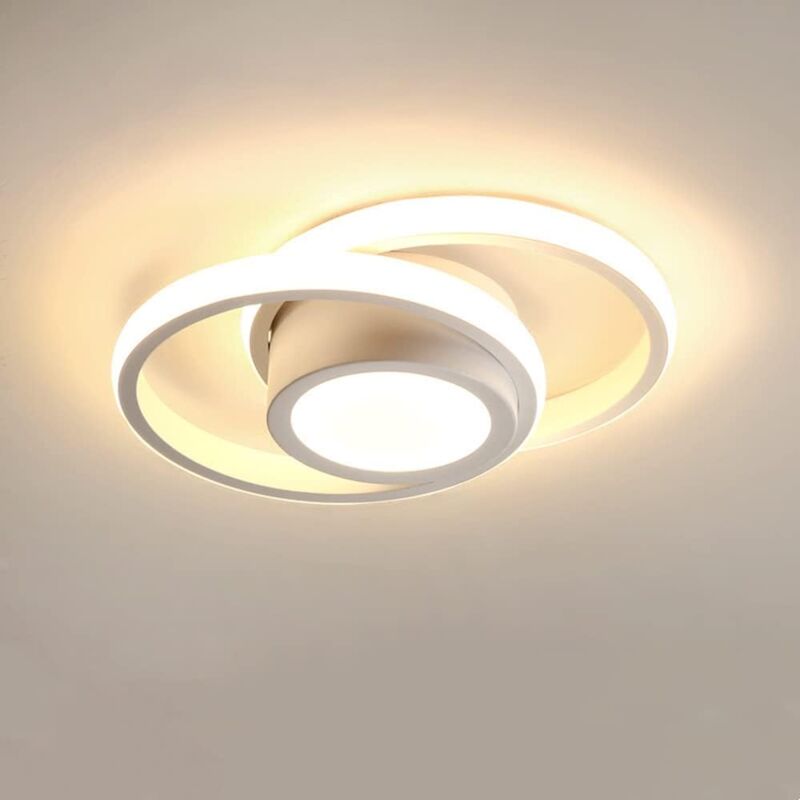 COMELY Plafonnier LED Moderne 32W, Double Cercle en Aluminium, pour Couloir, Entrée, Bureau, Chambre à Coucher, Cuisine, Corridor - Blanc - Lumière