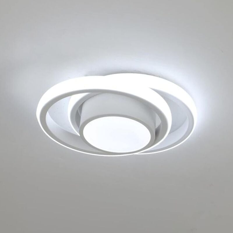 Comely - Plafonnier led Moderne 32W, Double Cercle en Aluminium, pour Couloir, Entrée, Bureau, Chambre à Coucher, Cuisine, Corridor - Blanc - Lumière