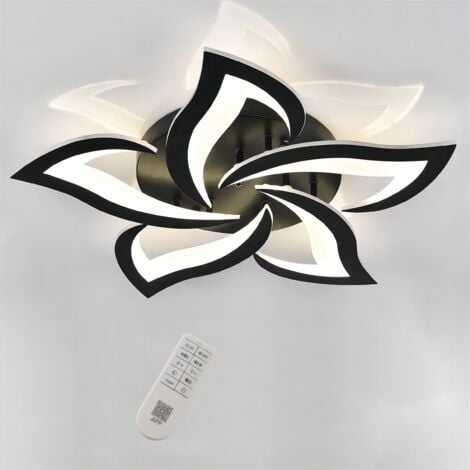 COMELY Plafonnier LED Dimmable, 60W Moderne Lustre Noir pour Salon, Chambre, Salle à Manger, Φ60 cm