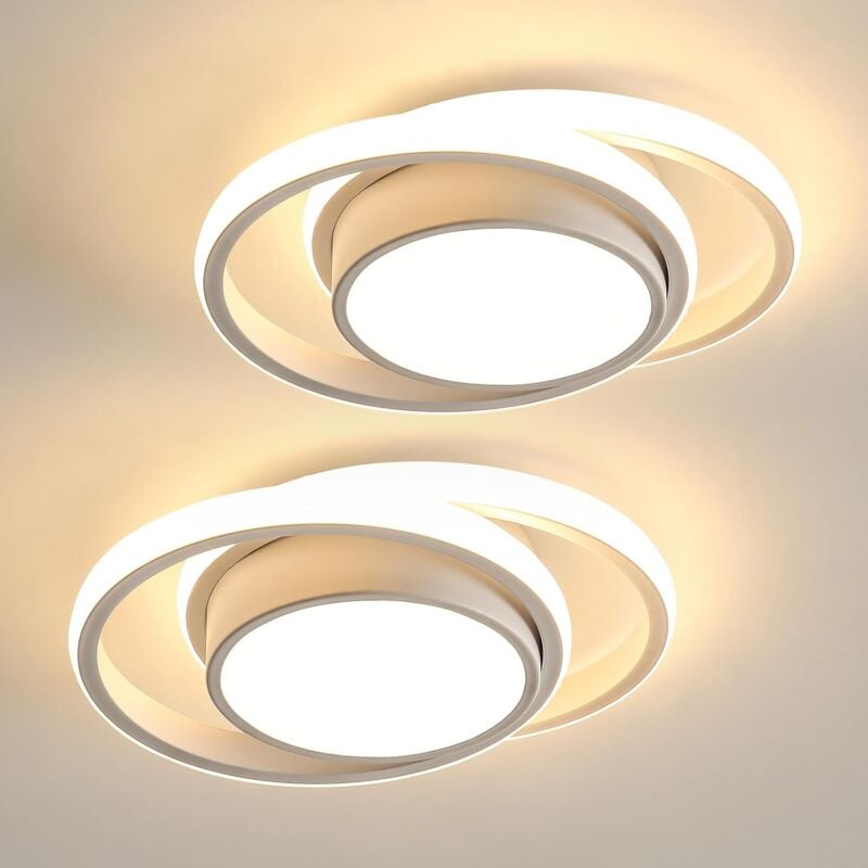Comely - 2PCS Plafonniers led Blancs, Lampe de Plafond Moderne 32W, Plafonnier Rond pour Cuisine Chambre Couloir Bureau Salon, Longueur 27cm (Lumière
