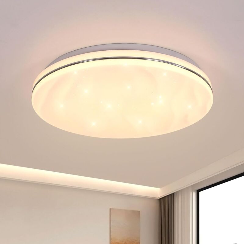 Plafonnier Led Étoilé 24W Lampe de Plafond pour Chambre Enfant Blanc Neutre 4000K Led Plafonnier Moderne Ronde pour Cuisine Couloir Coucher Salle De