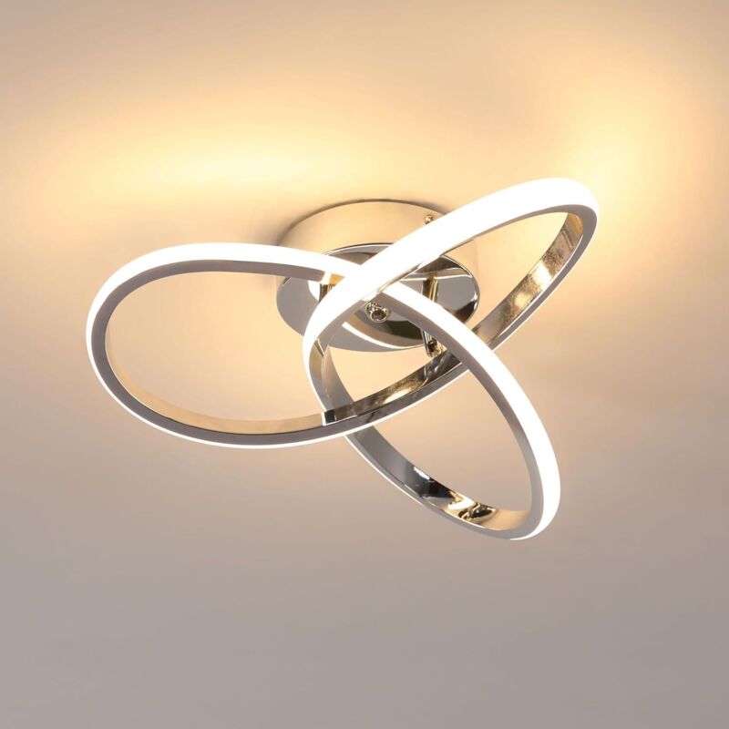 Plafonnier led, Lampe de Plafond en Acrylique 30W 3300LM, Moderne Luminaire Plafonnier led Argenté pour Salon Chambre Cuisine Couloir, Lumière